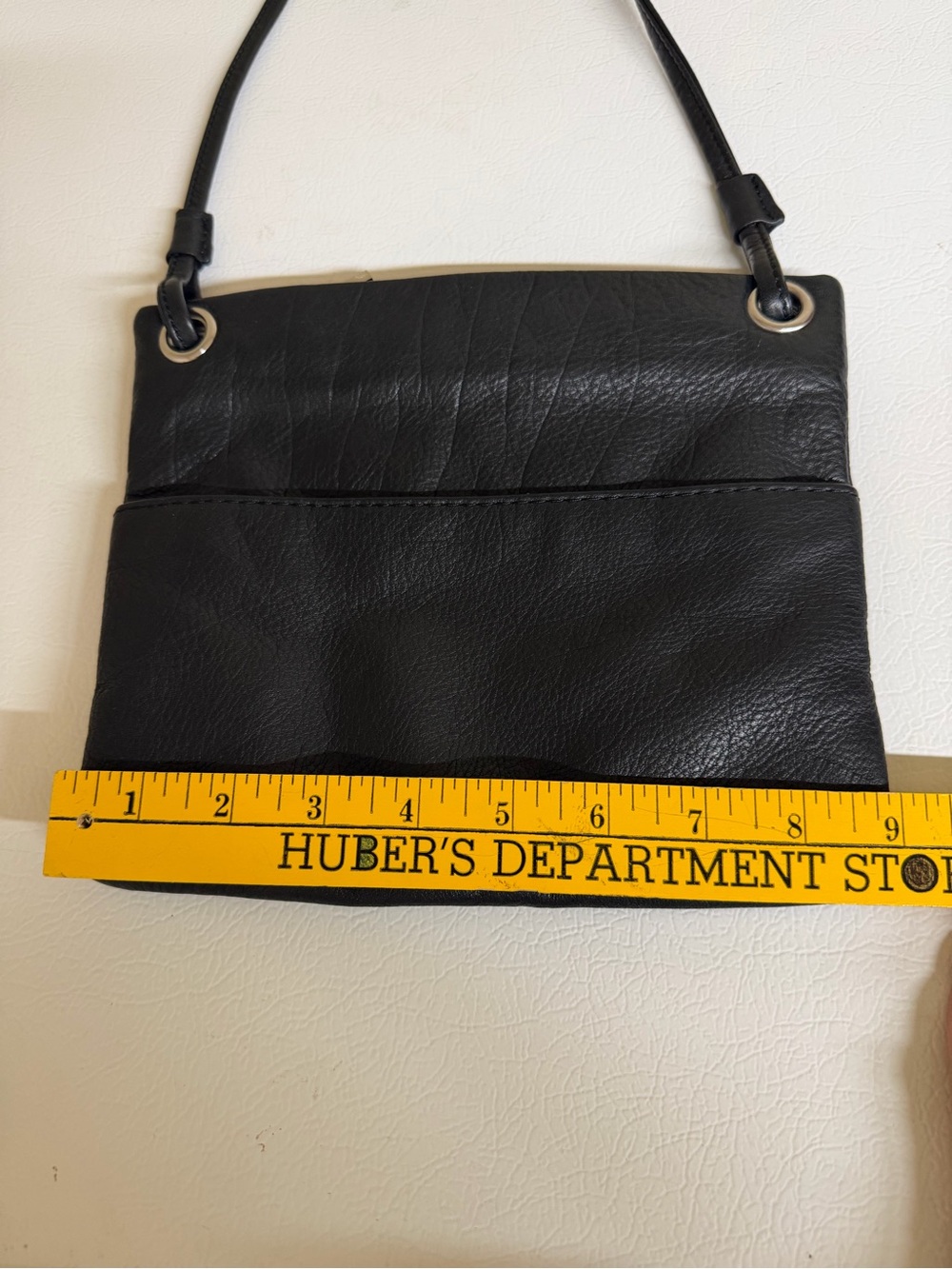 Black Genuine Leather Crossbody Bag with Grommet Detail - Picture 7 of 8